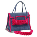 Miu Miu Hand Bag Denim 2way Navy Silver Auth 167821M-1