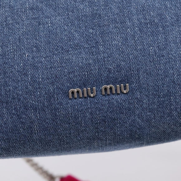 Miu Miu Hand Bag Denim 2way Navy Silver Auth 167821M