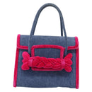 Miu Miu Hand Bag Denim 2way Navy Silver Auth 167821M-2
