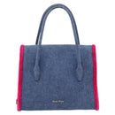 Miu Miu Hand Bag Denim 2way Navy Silver Auth 167821M-3