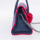 Miu Miu Hand Bag Denim 2way Navy Silver Auth 167821M-4