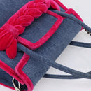 Miu Miu Hand Bag Denim 2way Navy Silver Auth 167821M-6