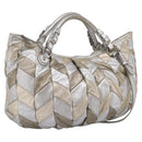 Miu Miu Hand Bag Leather 2way Silver Gold Auth 167822A-1