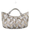 Miu Miu Hand Bag Leather 2way Silver Gold Auth 167822A-2