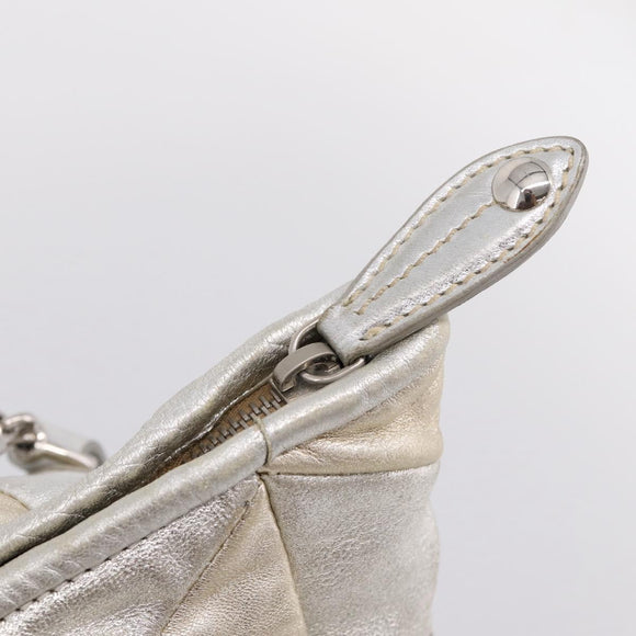 Miu Miu Hand Bag Leather 2way Silver Gold Auth 167822A