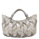 Miu Miu Hand Bag Leather 2way Silver Gold Auth 167822A-2