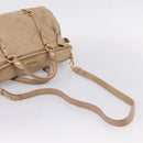 Miu Miu Hand Bag Leather 2way Beige Gold Auth 167823M-11