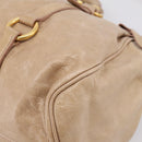 Miu Miu Hand Bag Leather 2way Beige Gold Auth 167823M-16