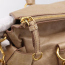 Miu Miu Hand Bag Leather 2way Beige Gold Auth 167823M-19