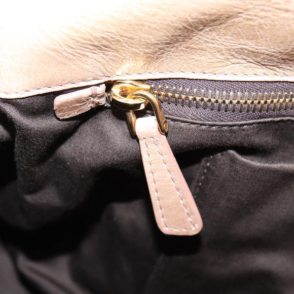 Miu Miu Hand Bag Leather 2way Beige Gold Auth 167823M