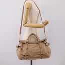 Miu Miu Hand Bag Leather 2way Beige Gold Auth 167823M-28