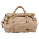 Miu Miu Hand Bag Leather 2way Beige Gold Auth 167823M-2