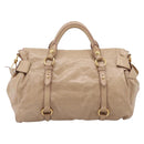 Miu Miu Hand Bag Leather 2way Beige Gold Auth 167823M-3