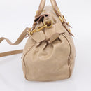 Miu Miu Hand Bag Leather 2way Beige Gold Auth 167823M-5