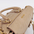 Miu Miu Hand Bag Leather 2way Beige Gold Auth 167823M-6