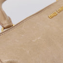 Miu Miu Hand Bag Leather 2way Beige Gold Auth 167823M-7