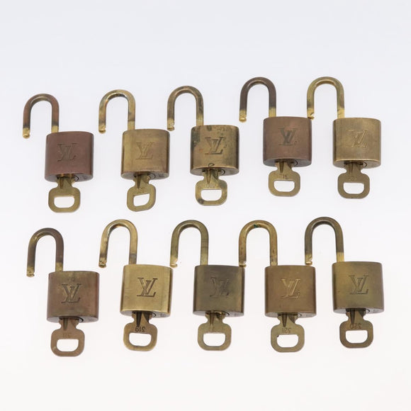 LOUIS VUITTON Padlock Metal 10 Set Gold Tone LV Auth 167826