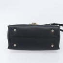 Salvatore Ferragamo Gancini Hand Bag Leather 2way Black Gold Auth 167828V-12