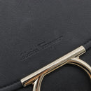 Salvatore Ferragamo Gancini Hand Bag Leather 2way Black Gold Auth 167828V-18