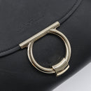 Salvatore Ferragamo Gancini Hand Bag Leather 2way Black Gold Auth 167828V-19