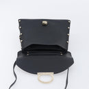 Salvatore Ferragamo Gancini Hand Bag Leather 2way Black Gold Auth 167828V-20