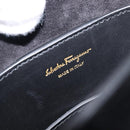 Salvatore Ferragamo Gancini Hand Bag Leather 2way Black Gold Auth 167828V-21