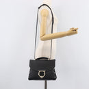 Salvatore Ferragamo Gancini Hand Bag Leather 2way Black Gold Auth 167828V-28