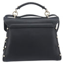 Salvatore Ferragamo Gancini Hand Bag Leather 2way Black Gold Auth 167828V-3
