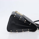 Salvatore Ferragamo Gancini Hand Bag Leather 2way Black Gold Auth 167828V-4