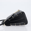Salvatore Ferragamo Gancini Hand Bag Leather 2way Black Gold Auth 167828V-5