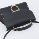 Salvatore Ferragamo Gancini Hand Bag Leather 2way Black Gold Auth 167828V-6