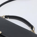Salvatore Ferragamo Gancini Hand Bag Leather 2way Black Gold Auth 167828V-8