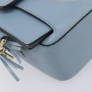 Salvatore Ferragamo Gancini Shoulder Bag Leather Light Blue Gold Auth 167830V-12