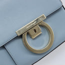 Salvatore Ferragamo Gancini Shoulder Bag Leather Light Blue Gold Auth 167830V-19