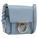 Salvatore Ferragamo Gancini Shoulder Bag Leather Light Blue Gold Auth 167830V-1