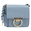 Salvatore Ferragamo Gancini Shoulder Bag Leather Light Blue Gold Auth 167830V-2
