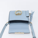 Salvatore Ferragamo Gancini Shoulder Bag Leather Light Blue Gold Auth 167830V-23