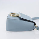 Salvatore Ferragamo Gancini Shoulder Bag Leather Light Blue Gold Auth 167830V-3