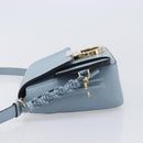 Salvatore Ferragamo Gancini Shoulder Bag Leather Light Blue Gold Auth 167830V-5