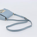 Salvatore Ferragamo Gancini Shoulder Bag Leather Light Blue Gold Auth 167830V-7
