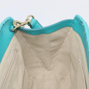Salvatore Ferragamo Gancini Hand Bag Rattan Turquoise Blue Gold Auth 167831V-24