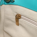 Salvatore Ferragamo Gancini Hand Bag Rattan Turquoise Blue Gold Auth 167831V-26