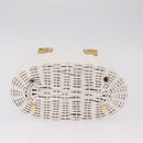 Salvatore Ferragamo Ganchei Hand Bag Rattan White Gold Auth 167833A-6