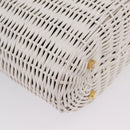 Salvatore Ferragamo Ganchei Hand Bag Rattan White Gold Auth 167833A-16