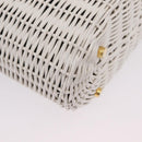 Salvatore Ferragamo Ganchei Hand Bag Rattan White Gold Auth 167833A-18