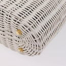Salvatore Ferragamo Ganchei Hand Bag Rattan White Gold Auth 167833A-19