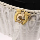 Salvatore Ferragamo Ganchei Hand Bag Rattan White Gold Auth 167833A-24
