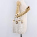 Salvatore Ferragamo Ganchei Hand Bag Rattan White Gold Auth 167833A-28