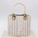 Salvatore Ferragamo Ganchei Hand Bag Rattan White Gold Auth 167833A-12