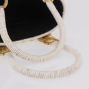 Salvatore Ferragamo Ganchei Hand Bag Rattan White Gold Auth 167833A-7